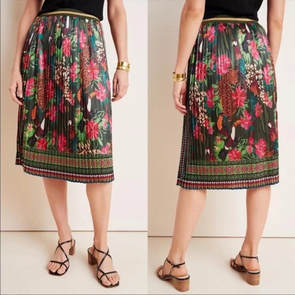 Farm Rio Bosque Pleated Midi Skirt